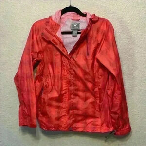 Pink White Sierra Packable Rain Coat sz M hiking climbing outdoor camping